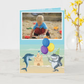 ザシャークビーチ夏おもしろい誕生会 カード (黄色い花)