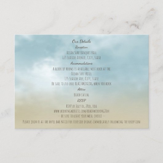 ザショア海サーフビーチ結婚式詳細 エンクロージャーカード (正面)