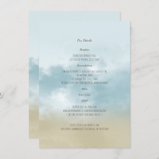 ザショア海サーフビーチ結婚式詳細 エンクロージャーカード (正面/裏面)