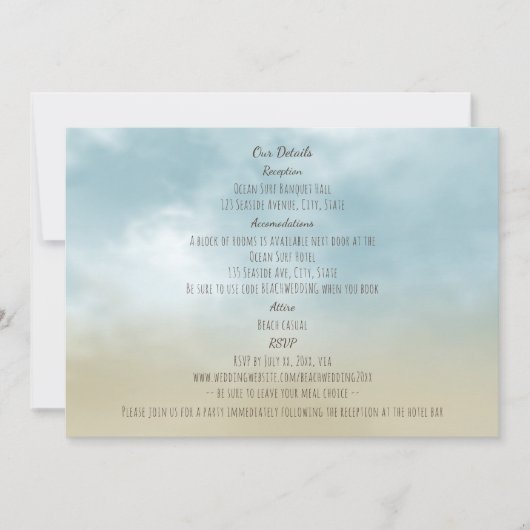 ザショア海サーフビーチ結婚式詳細 ノートカード (正面)