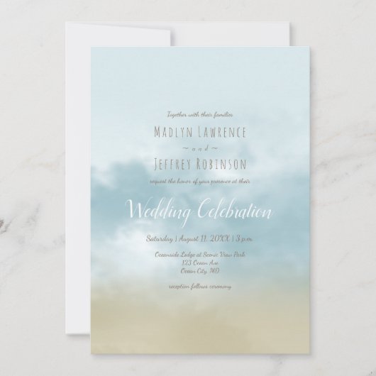 ザショア海サーフビーチ結婚式 招待状 (正面)