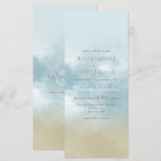 ザショア海サーフビーチ結婚式 招待状 (正面/裏面)