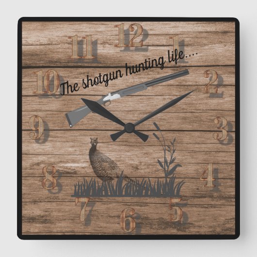 ザショットガンキジの狩り生活の草地 スクエア壁時計 (正面)