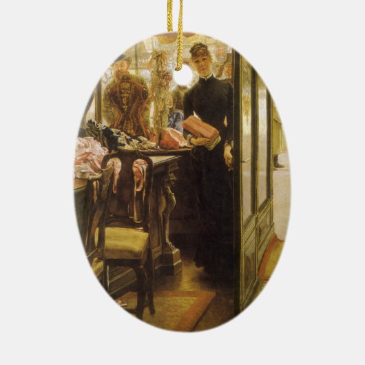 ザショップガールバイジェームズティスソビクトリアンファインアート セラミックオーナメント (裏面)