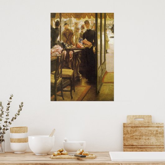 ザショップガールバイジェームズティスソビクトリアンファインアート ポスター (キッチン)