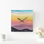 ザシルエットオブマウンテンアットサンセットスクエアウォールクロック スクエア壁時計 (ホーム)