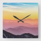 ザシルエットオブマウンテンアットサンセットスクエアウォールクロック スクエア壁時計 (正面)