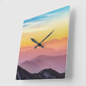 ザシルエットオブマウンテンアットサンセットスクエアウォールクロック スクエア壁時計 (傾斜)