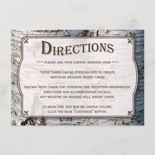 ザシルバー素朴樺の木の木結婚のコレクション エンクロージャーカード (正面)