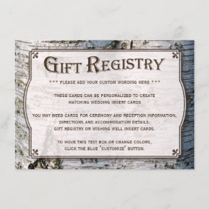 ザシルバー素朴樺の木の木結婚のコレクション エンクロージャーカード