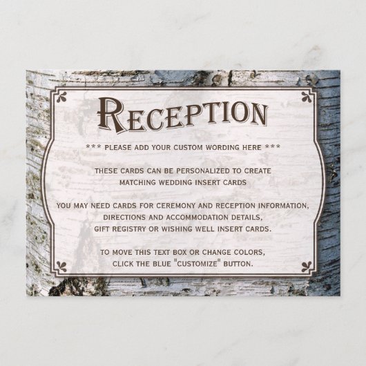 ザシルバー素朴樺の木の木結婚のコレクション エンクロージャーカード (正面)