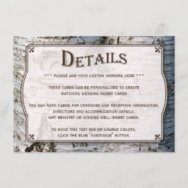 ザシルバー素朴樺の木の木結婚のコレクション エンクロージャーカード