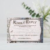 ザシルバー素朴樺の木の木結婚のコレクション 出欠カード (スタンド正面)