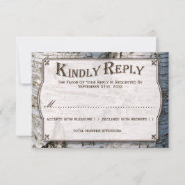 ザシルバー素朴樺の木の木結婚のコレクション 出欠カード