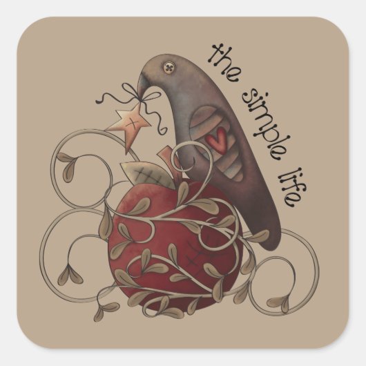ザシンプル・ライフ・カントリー・カラス・ステッカー スクエアシール (正面)