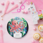 ザシーお洒落タコ誕生日 ペーパープレート (パーティー)