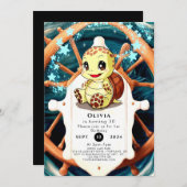 ザシーお洒落タートル誕生日 招待状 (正面/裏面)