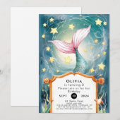 ザシーお洒落マーメイド誕生日 招待状 (正面/裏面)