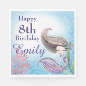 ザシーかわいらしマーメイド誕生日 スタンダードランチョンナプキン (正面)
