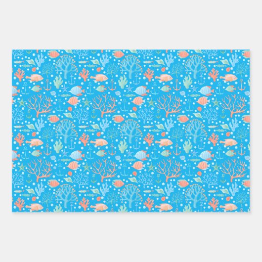 ザシーエンジェルフィッシュコーラルいかりシーライフ ラッピングペーパーシート (正面)