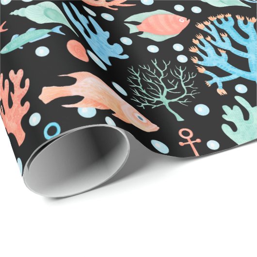 ザシーエンジェルフィッシュコーラルいかり航海のBlk ラッピングペーパー (ロールコーナー)