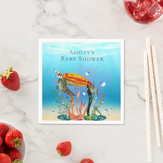 ザシーカメ水中競技植物の下に紙ナプキン スタンダードカクテルナプキン (インサイチュ)