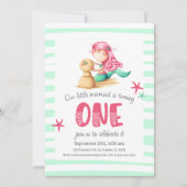 ザシーカラフルマーメイドガールファースト誕生日 招待状 (正面)