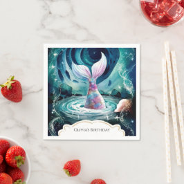 ザシーカラフルマーメイド誕生日 スタンダードカクテルナプキン