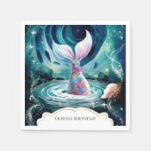 ザシーカラフルマーメイド誕生日 スタンダードカクテルナプキン (正面)