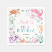 ザシーキュート海動物誕生日ナプキンス スタンダードカクテルナプキン (正面)