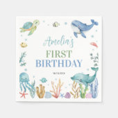 ザシーキュート海動物誕生日ナプキンス スタンダードカクテルナプキン (正面)