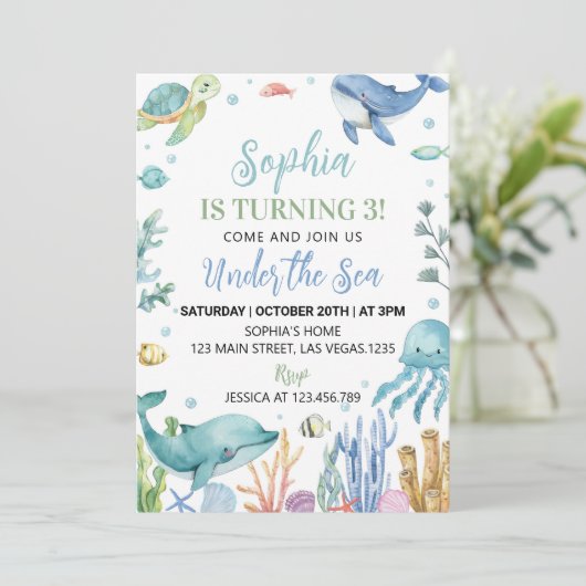 ザシーキュート海動物誕生日 招待状 (スタンド正面)