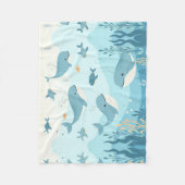 ザシークジラと魚 フリースブランケット (正面)