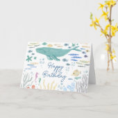 ザシークジラハッピーバースデー カード (黄色い花)