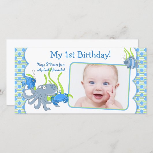 ザシークリターズボーイワンバースデーフォトカード 案内状 (正面/裏面)