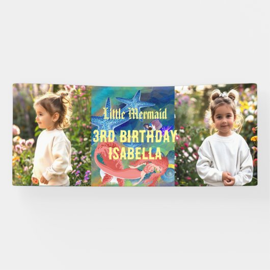 ザシーコーラルフォトコラージュマーメイド誕生日 横断幕 (横)