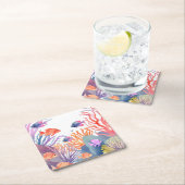 ザシーコーラルリーフの水彩下 スクエアペーパーコースター (インサイチュ)