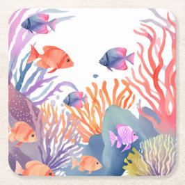 ザシーコーラルリーフの水彩下 スクエアペーパーコースター