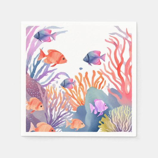 ザシーコーラルリーフの水彩下 スタンダードカクテルナプキン (正面)