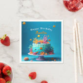 ザシーコーラルリーフケーキ – 誕生日 スタンダードカクテルナプキン (インサイチュ)