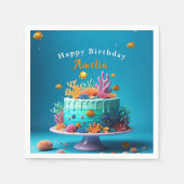 ザシーコーラルリーフケーキ – 誕生日 スタンダードカクテルナプキン (正面)