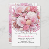 ザシーシェルお祝いガールベビーシャワー 招待状 (正面/裏面)