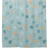 ザシーシェルズコースタルマリンライフプリント シャワーカーテン (正面)