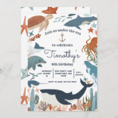 ザシーシャークホエールタートルナール誕生日 招待状 (正面/裏面)