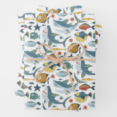 ザシーシャーク第1回2回目の3回目の誕生日のお子様 ラッピングペーパーシート (インサイチュ)