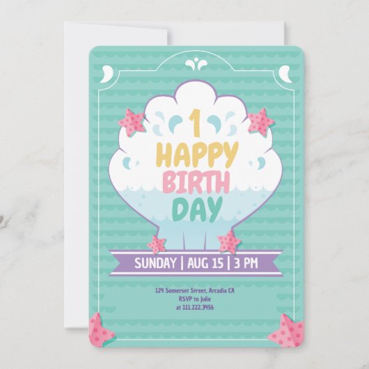 ザシーシーシェル招待状1st誕生日 招待状 (正面)