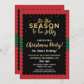 ザシーズンクリスマスパーティーすてきチェック招待状 招待状 (正面/裏面)