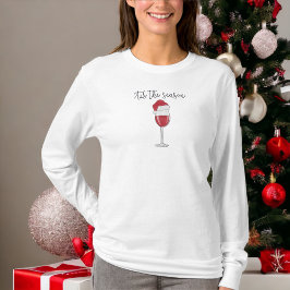 ザシーズンサンタハットワインホリデー Tシャツ
