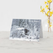 ザシーズンスノーウィーコテージウィンターホリデー カード (黄色い花)