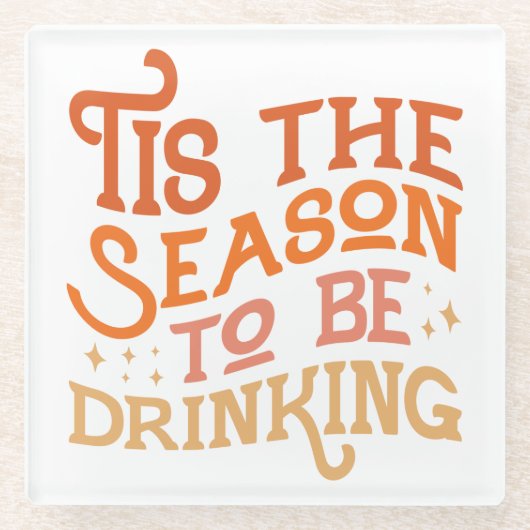 ザシーズンズビーズドリンクホリデーおもしろいデザイン ガラスコースター (正面)